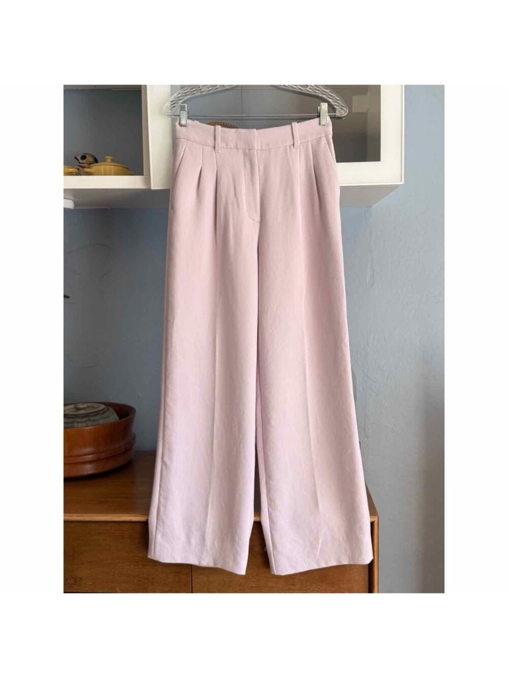 Aritzia Wilfred Effortless Crepette Japanese high-Rise Wide-Leg Pants Lilac Sz 4
